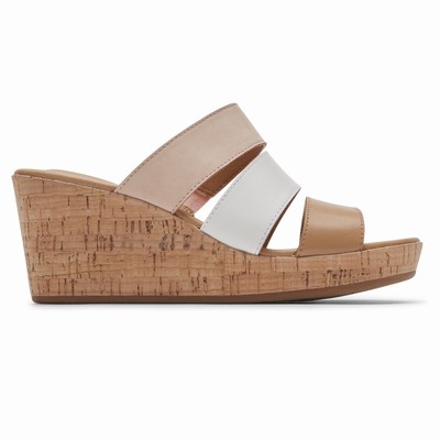Rockport Lyla Banded Wedges Damen Rosa / Weiß / Braun UOV-784619